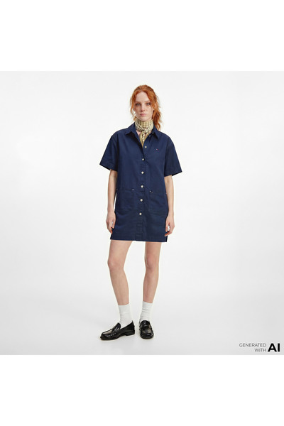 Tommy Hilfiger Modern Prep Kadın Lacivert Elbise
