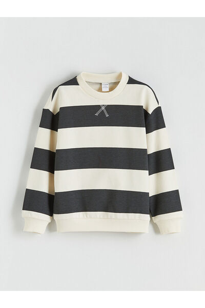LC Waikiki Nevavm Striped Baby Boy Sweatshirt with a Difference