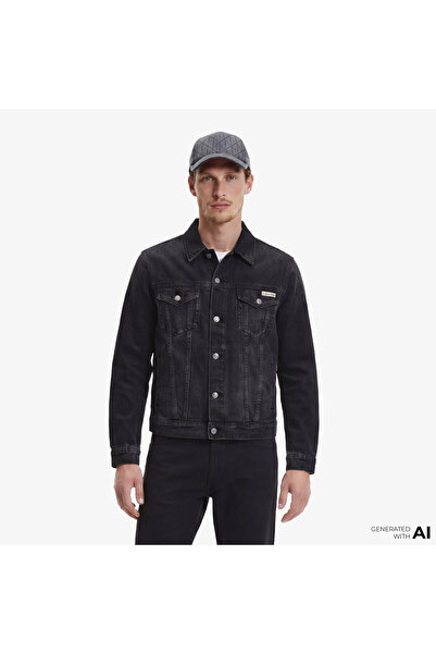 Calvin Klein Black Classic Trucker Erkek Siyah Ceket