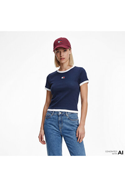 Tommy Hilfiger Badge Kadın Lacivert T-Shirt