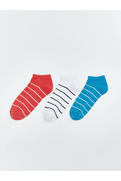 LC Waikiki Two Mt Shop Quality Pink Striped 3-Pack Women's Bootie Socks