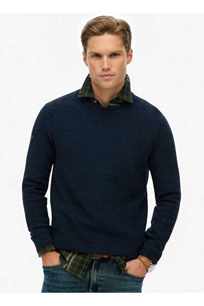 SUPERDRY Bisiklet Yaka Regular Fit Düz Lacivert Erkek Kazak M6110681A-XKP