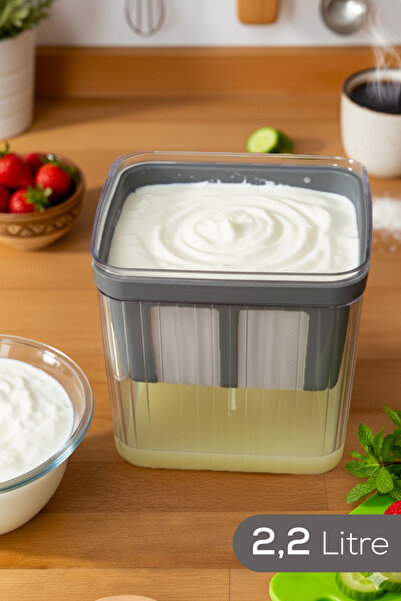 moontime alaçatı Süzme Yoğurt Saklama Kabı 2,2 Litre, Pratik ve Şık Tasarım
