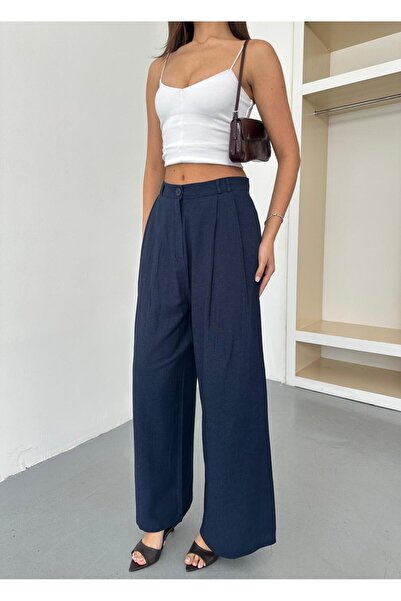 QUASAR Fashion New Season Double Pleated Double Bridged Buttoned Bol P Wide-L...