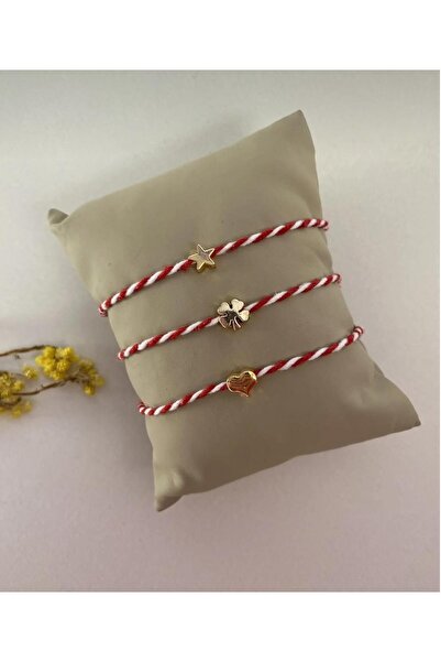 Mynoa 3'lü Kalp,Yıldız,Yonca Marteniçka Bileklik,Şans Bilekliği.