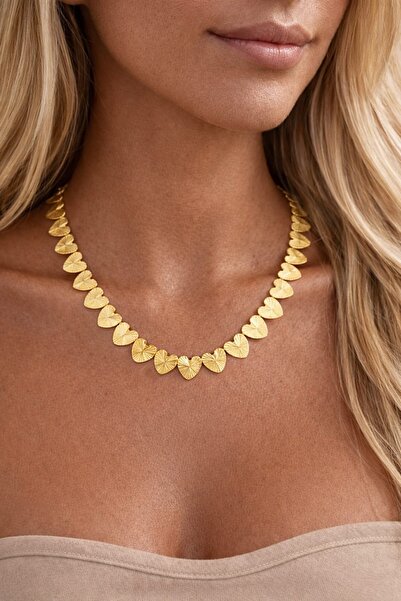 Mope Accessories Gold Color Heart Chain Necklace