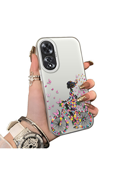 ucuc Oppo A60 Uyumlu Sert Akrilik Arka Silikon Kenar Lens Koruma Kılıf şık ba...