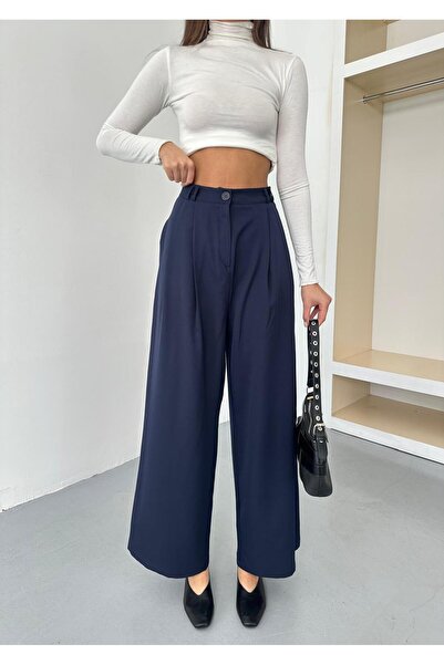 QUASAR Fashion New Season Double Pleated Double Bridged Buttoned Bol Pa Wide-...