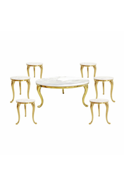 Generic طقم طاولات ستيل 7 قطع رخام