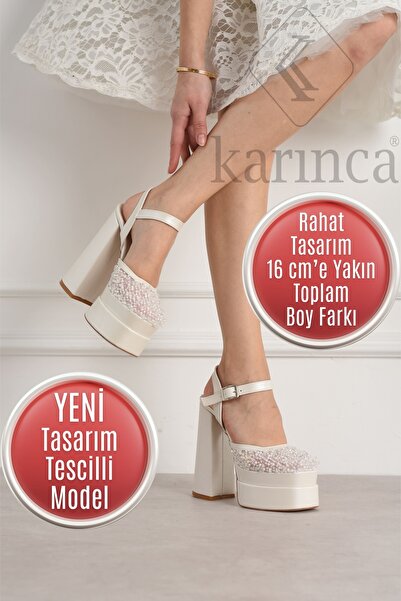 Karınca Pearl Design Bridal Shoes - Comfortable Platform K Block Heel Wedding...