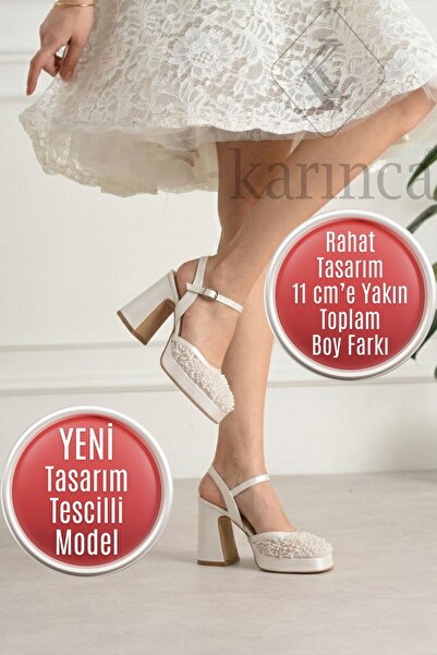 Karınca Pearl Design Bridal Shoes - Comfortable Platform K Block Heel Wedding...