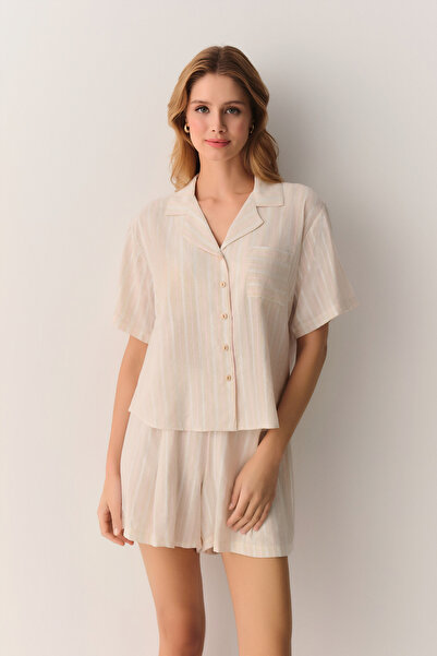 SUWEN Σετ πιτζάμες Loren με πουκαμισένιο γιακά και σορτς