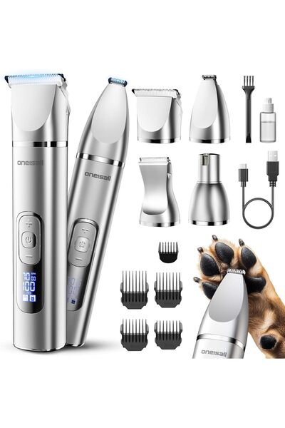 oneisall مجموعة أدوات العناية بالكلاب 4 في 1 مع شاشة LCD