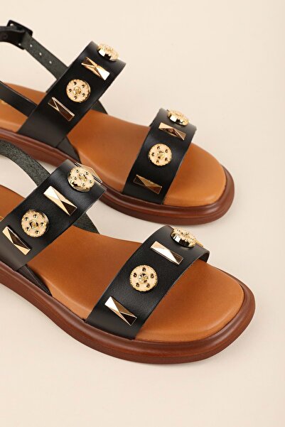 Gondol جلد أصلي فكيتا ستايل ديلي صندل crm.252 أسود