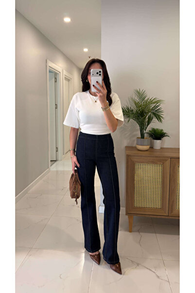 BİRCANÇİL Dlvin Wietra Ναυτικό Μπλε Τζιν με Κορδέλες Μπροστά