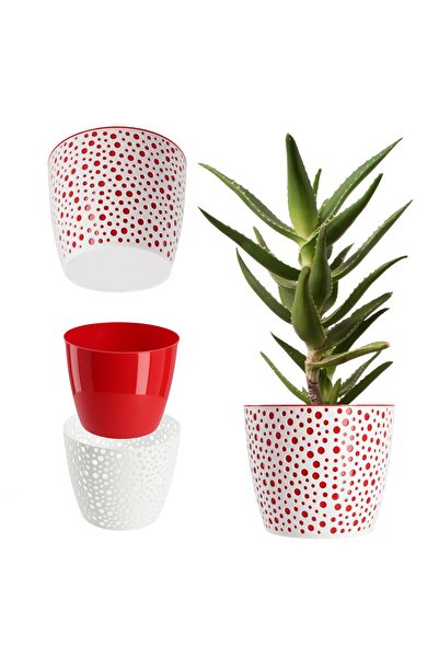 KADAX Ghiveci de flori, Ghiveci de flori, Ghiveci rotund din plastic, 15 cm roșu