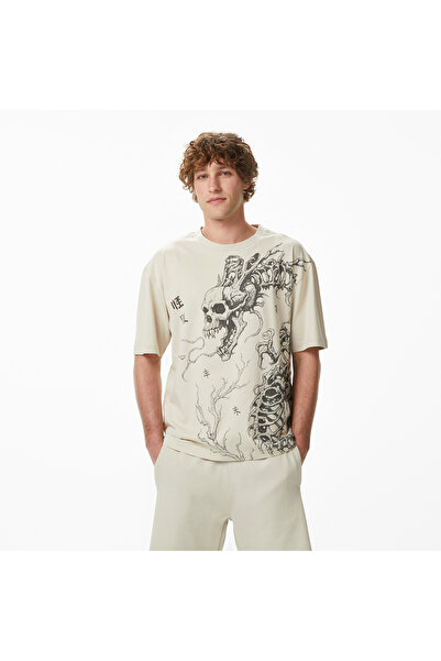 United 4 UNITED4 Regular Fit Erkek Krem T-Shirt