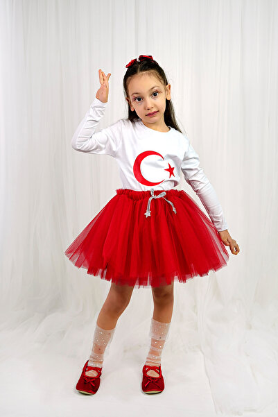 DUCA KIDS مجموعة من قطعتين من تي شيرت بأكمام طويلة وتنورة توتو منفوشة للفتيات...