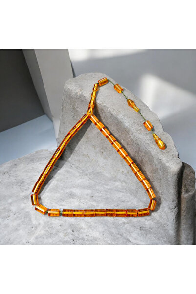 İnan Tesbih Honey Color Full Cut Ankle-Length Master Crafted Fire Amber Praye...