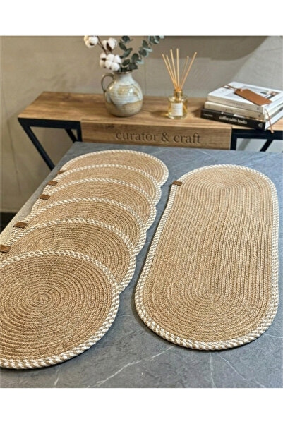 Rhythm London Textile Supla Runner Takımı Amerikan servis takımı Hasır Krem