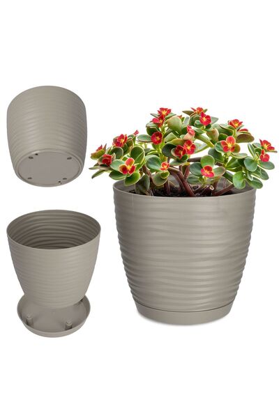 KADAX Ghiveci de flori rotund din plastic, gri, 17 cm