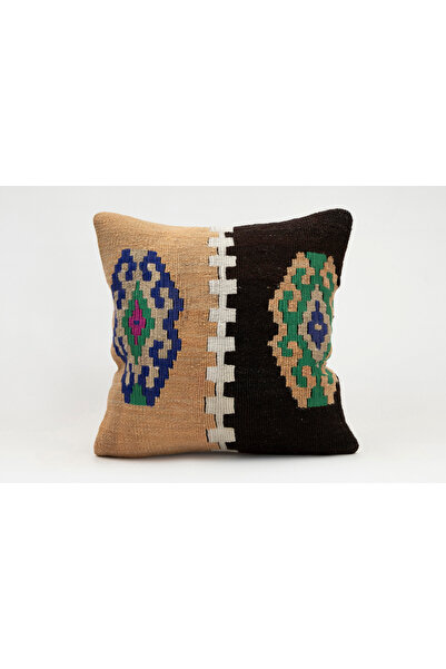 Kilim Whole Sale Vintage Throw Pillow Cover Made of Handmade Rug, Wool, 40X40 cm