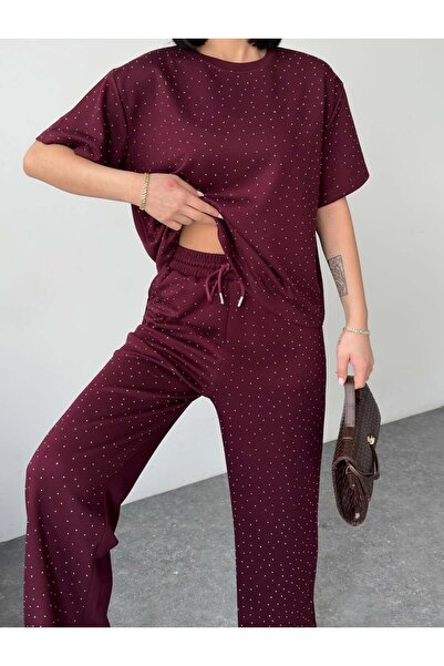 Tarzımızbir Stoned T-Shirt with Crew Neck Collar, Modal Fabric Efoşman Set