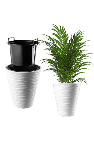 KADAX Ghiveci de flori 30 cm, capac cu insert, ghiveci de flori, plastic alb