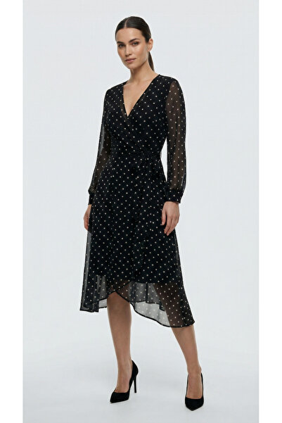 Apsen Collection Apsen Women's Polka Dot Pack Double-Breasted Collar Asymmetr...