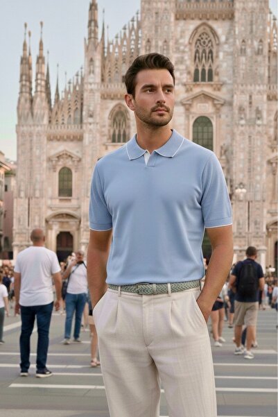 Maccali Muška trendi plava polo majica sa ovratnikom