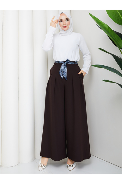 RACE FASHİON Pleated Belted High Waist Pants Rc7000