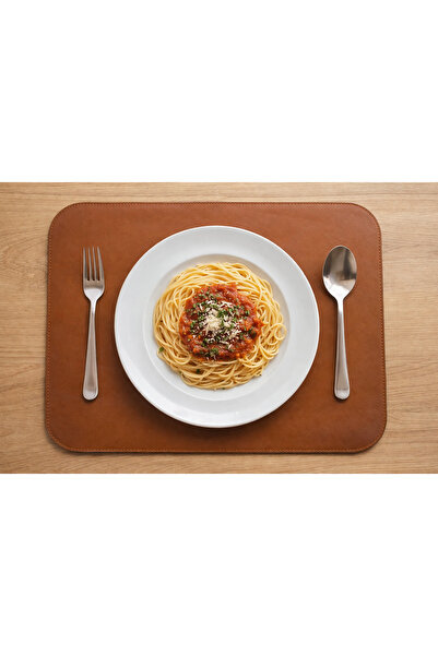 Mesut Balaban Deri Ürünleri 2Pcs Taba Leather Tableware Presentation Plate Co...