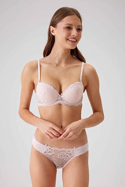 Pierre Cardin Push-Up Supported Lace Detailed Bra Set with Box