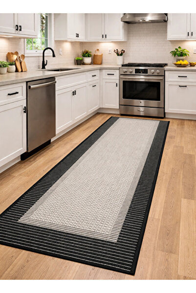 Mess Modern Dekoratif Yumuşak Dokulu Sisal Halı 3945 Gri Siyah