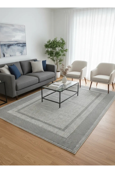 Filizon Mess Modern Dekoratif Yumuşak Dokulu Sisal Halı 3948 Gri Antrasit