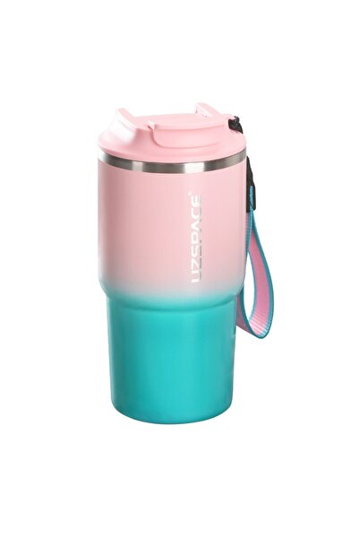 Uzspace Thermos Stainless Steel Vacuum Flask 580ml 4224 - Pink- Cyan