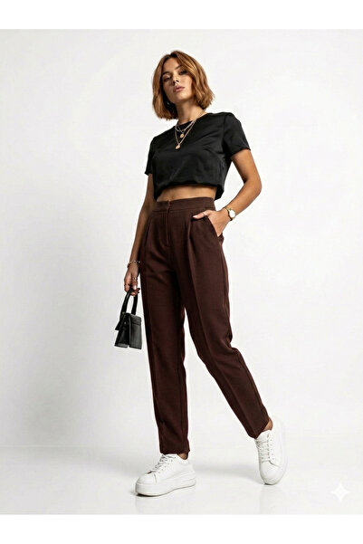 ribana Women's Skinny Leg Pleated Transitional Classic Fashion Fabric Trouser...