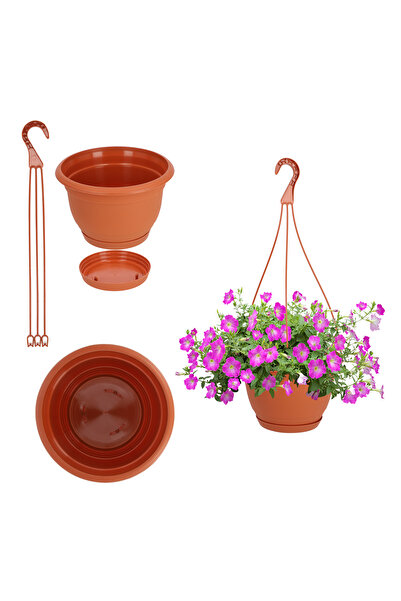 KADAX Ghiveci cu inserție și farfurie, rotund suspendat, pentru balcon sau te...