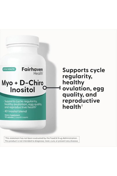 Fairhaven Health Myo + D-Chiro Inositol Supplement | 40:1 Ratio | Vitamin B8 | Gluten and Dairy Free | 120 Inositol Capsules