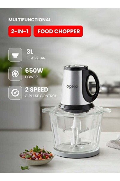 Ogera OG4001FC Electric Food Chopper 2 in 1 with Glass Bowl