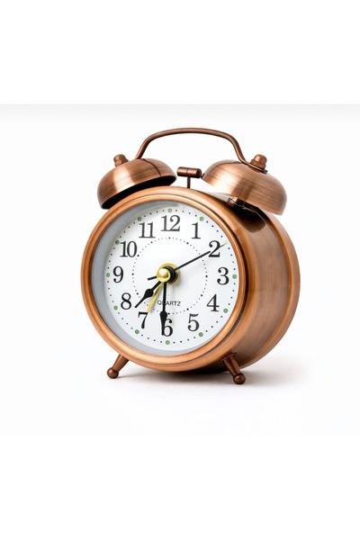 CNS GRUP Vintage Bakır Görünümlü Çalar Saat – Metal Gövde, Quartz Mekanizma, ...