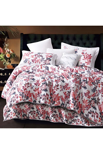 Alhabib bedding Double summer bedspread in white and red with floral patterns...