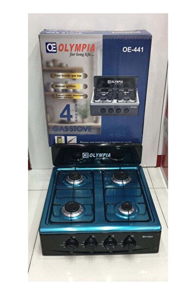Olympia موقد غاز بأربعة شعلات OE-441 مع نظام إشعال يدوي، طلاء مينا قوي، قابل ...