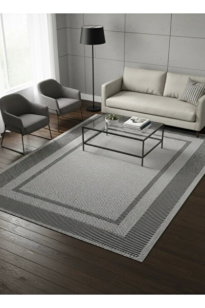 Filizon Mess Modern Dekoratif Yumuşak Dokulu Sisal Halı 3948 Gri Siyah