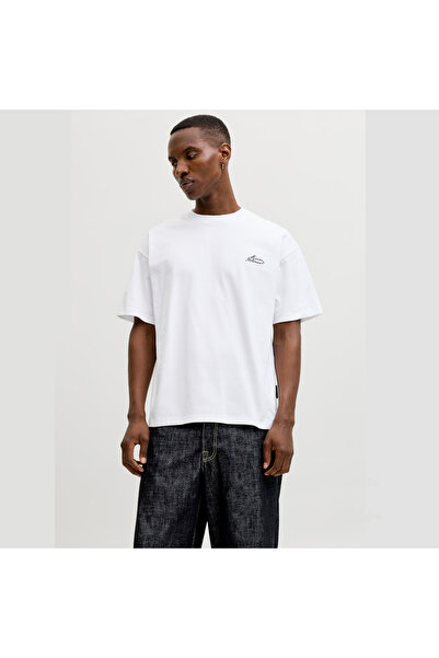 Jack & Jones Dust Script Erkek Beyaz Tişört (12292982-BW)