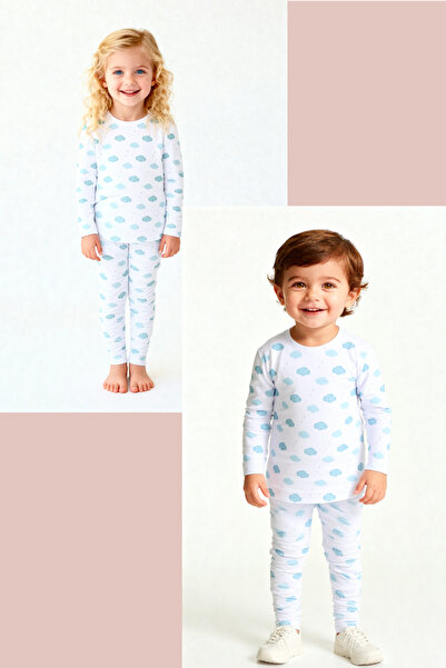 Mavipink Devojčice-Dječaci Unisex 100% pamuk pidžama sa oblačnim uzorkom