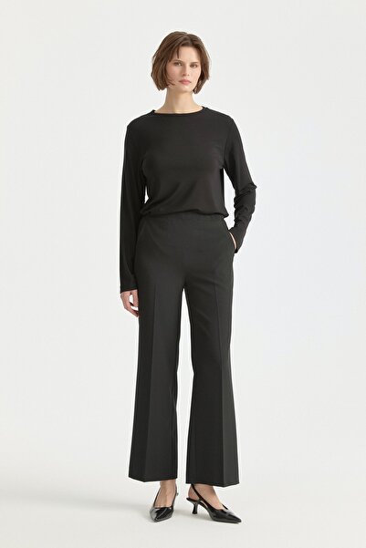 Nihan Beli Lastikli Basic Ütü İzli Pantolon Siyah