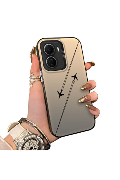 ucuc Vivo Y16/Y02S/Y56 Uyumlu Sert Akrilik Arka Silikon Kenar Lens Koruma Kıl...