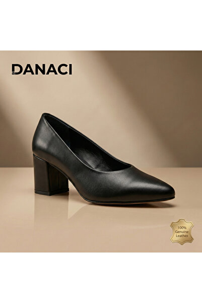 DANACI Hakiki Deri Günlük ve Ofis Kullanımına Uygun Konforlu Kalın Topuklu Ay...