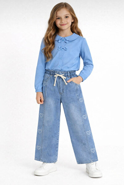 ECOL Set de sărbătoare pentru fete, cu broderie inimă, wide-leg pantaloni din...